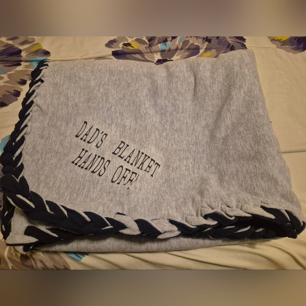 Navy Blue & Gray no sew fleece blanket